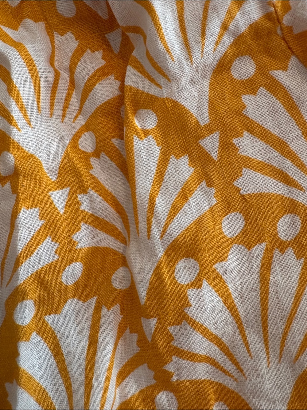 Boden Women’s Printed Linen Top in Mustard Yellow and White